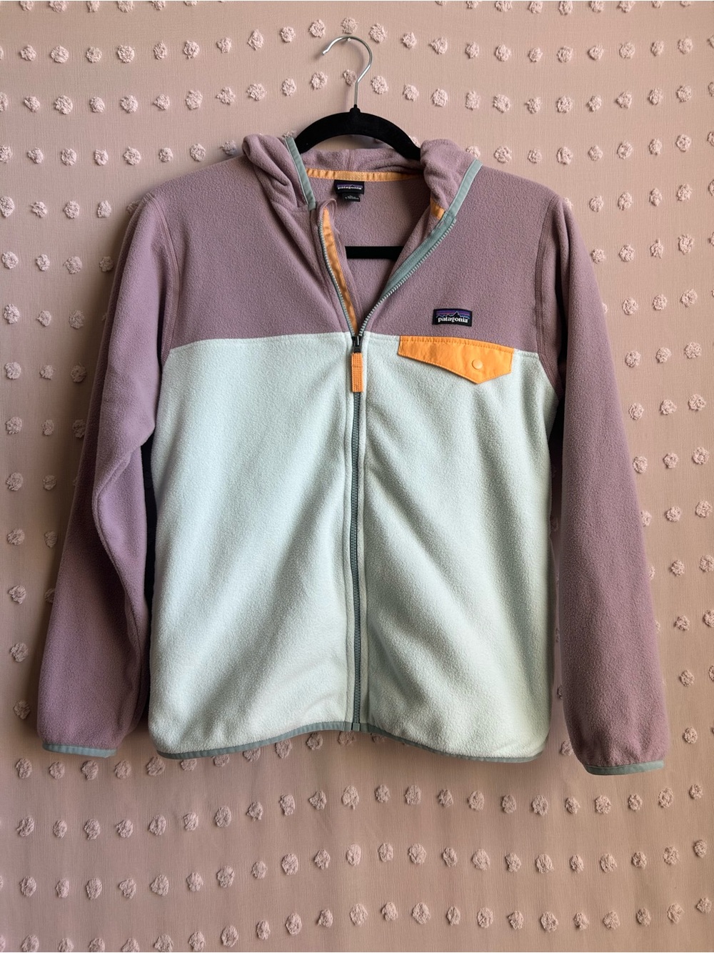 Patagonia Kid’s Micro D Snap T Fleece Zip Up Jacket Sz L Pastel